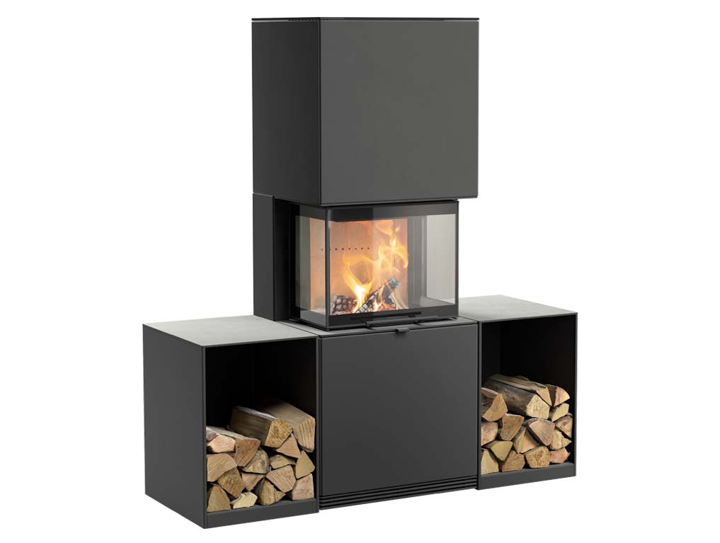 Fireplace Contura i61 with one log box on either side
